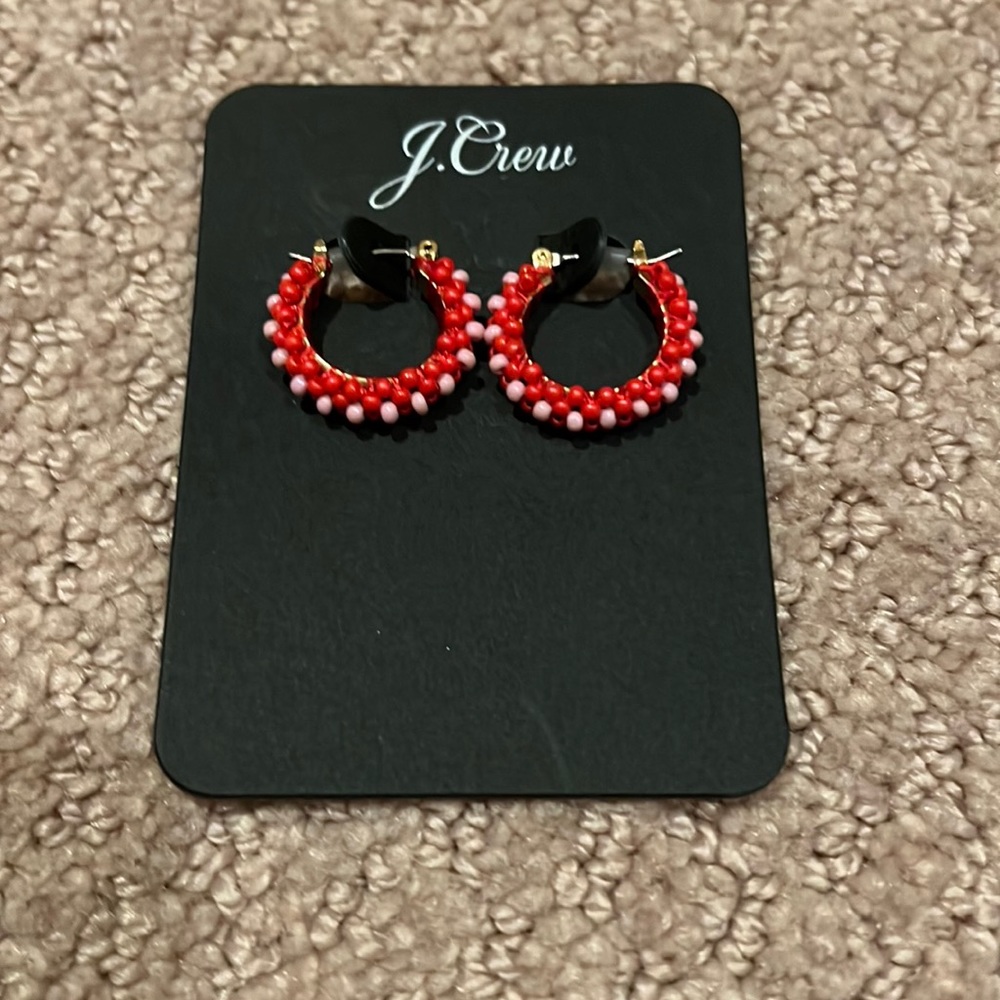 J Crew Beaded Small Hoop Earrings NWT